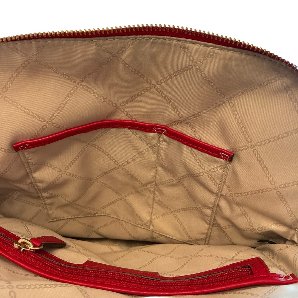 MICHAEL KORS Rhea Pebbled Leather Slim Backpack Solid Red Medium Bag - Picture 14 of 14